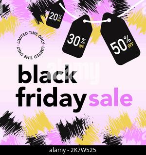 Quadratische helle Hintergrund mit hellen Striche der Farbe schwarz freitag Verkauf aus Stock Vektor