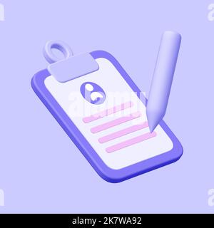 studentenausweis mit Stift. Isoliert auf blau. 3D Rendern. Stockfoto