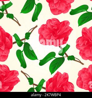 Nahtlose Textur Camellia Japonica Blumen mit Knospe vintage Vektor Illustration Stock Vektor