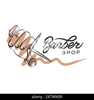 Barbershop, handgeschriebene Zitate, Haarscheren, mans Hand Friseurzubehör Doodle Stock Vektor