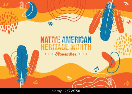 National Native American Heritage Month Memphis Konzept Hintergrund. Bekanntheitsgrad Im November. Horizontale Vektordarstellung für Banner. Sozialer Beitrag Stock Vektor