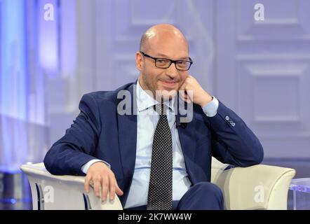 Italien, Rom, 18. Oktober 2022 : Lorenzo Fontana, neuer Präsident der Abgeordnetenkammer, Gast der TV-Talkshow 'Porta a Porta' Foto © Fabio Cimaglia/Sintesi/Alamy Live News Stockfoto