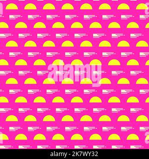 Nahtloses, flaches Vektormuster mit Sonnenuntergang Stock Vektor