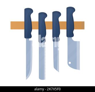 Set von Küchenmessern - modernes flaches Design Stil einzelnes isoliertes Bild Stock Vektor