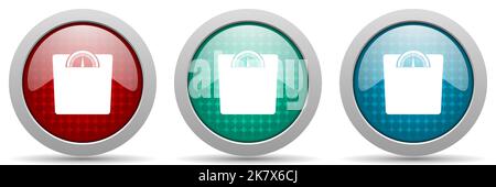 Gewichtvektor-Symbolsatz, glänzende Webbuttons-Kollektion Stock Vektor
