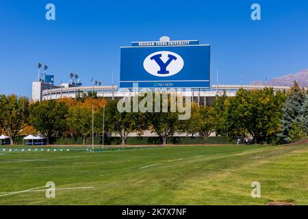 Provo, Utah - 14. Oktober 2022: Lavell Edwards Stadium auf dem Campus der Brigham Young University, BYU, in Provo, Utah Stockfoto