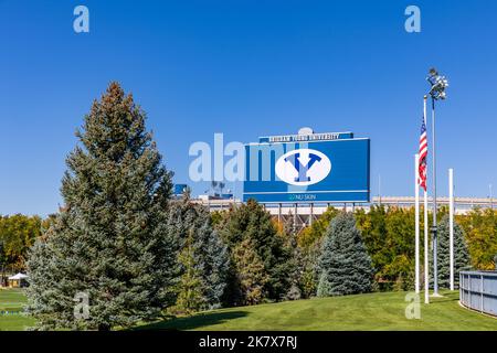 Provo, Utah - 14. Oktober 2022: Lavell Edwards Stadium auf dem Campus der Brigham Young University, BYU, in Provo, Utah Stockfoto
