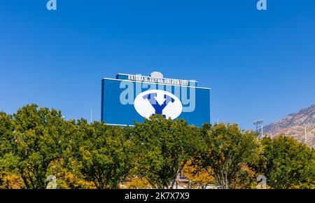 Provo, UT - 14. Oktober 2022: Lavell Edwards Stadium auf dem Campus der Brigham Young University in Provo, Utah Stockfoto