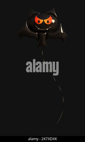 3D Abbildung Ballon eine dunkle Fledermaus. Urlaubskonzept mit Happy Halloween Stockfoto