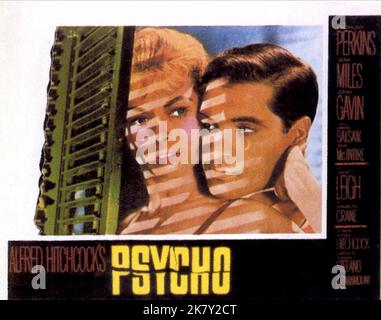 Filmposter Film Psycho (USA 1960) Regie: Alfred Hitchcock 29. Januar 1960 **WARNUNG** dieses Foto ist nur für redaktionelle Zwecke bestimmt und unterliegt dem Urheberrecht von UNIVERSAL und/oder dem Fotografen, der von der Film- oder Produktionsgesellschaft beauftragt wurde. Es kann nur durch Veröffentlichungen in Verbindung mit der Werbung für den oben genannten Film reproduziert werden. Eine obligatorische Gutschrift für UNIVERSAL ist erforderlich. Der Fotograf sollte ebenfalls angerechnet werden, wenn er bekannt ist. Ohne schriftliche Genehmigung der Film Company kann keine kommerzielle Nutzung gewährt werden. Stockfoto