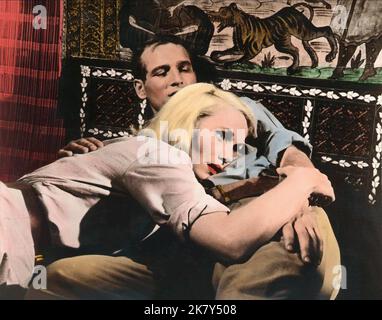 Eva Marie Saint & Paul Newman Film: Exodus (USA 1960) Charaktere: Kitty Fremont & Ari Ben Canaan / Literaturverfilmung (nach dem Buch von Leon URIs) Regie: Otto Preminger 15 December 1960 **WARNUNG** Dieses Foto ist nur für redaktionelle Verwendung bestimmt und unterliegt dem Copyright von UNITED ARTISTS und/oder dem von der Film- oder Produktionsgesellschaft beauftragten Fotografen und kann nur durch Publikationen im Zusammenhang mit der Bewerbung des oben genannten Films reproduziert werden. Eine obligatorische Gutschrift für UNITED ARTISTS ist erforderlich. Der Fotograf sollte auch bei Bekanntwerden des Fotos gutgeschrieben werden. Ohne wri kann keine kommerzielle Nutzung gewährt werden Stockfoto