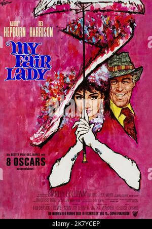 Audrey Hepburn & Rex Harrison Poster Film: My Fair Lady (USA 1964) Charaktere: Eliza Doolittle, Professor Henry Higgins / Literaturverfilmung (nach dem Theaterstück 'Pymalion' von George Bernard Shaw) Regie: George Cukor 21 October 1964 **WARNUNG** Dieses Foto ist nur für den redaktionellen Gebrauch bestimmt und unterliegt dem Copyright von WARNER BROS. Und/oder den Fotografen, der vom Film- oder Produktionsunternehmen beauftragt wurde und nur durch Publikationen im Zusammenhang mit der Bewerbung des oben genannten Films reproduziert werden kann. Eine obligatorische Gutschrift an WARNER BROS. Ist erforderlich. Der Fotograf sollte auch bei Bekanntwerden des Fotos gutgeschrieben werden. Keine Kommunikation Stockfoto