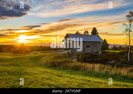Die AM Foster überdachte Brücke in Cabot, Vermont Stockfoto