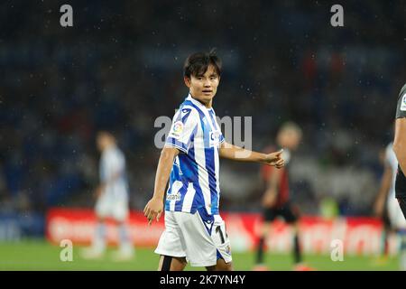 San Sebastian, Spanien. 19. Oktober 2022. Takefusa Kubo (Sociedad) Fußball: Spanisches 'La Liga Santander'-Spiel zwischen Real Sociedad 1-0 RCD Mallorca in der reale Arena in San Sebastian, Spanien. Quelle: Mutsu Kawamori/AFLO/Alamy Live News Stockfoto