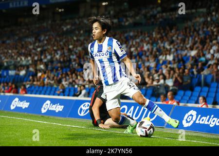 San Sebastian, Spanien. 19. Oktober 2022. Takefusa Kubo (Sociedad) Fußball: Spanisches 'La Liga Santander'-Spiel zwischen Real Sociedad 1-0 RCD Mallorca in der reale Arena in San Sebastian, Spanien. Quelle: Mutsu Kawamori/AFLO/Alamy Live News Stockfoto