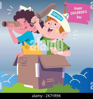 Flache Kinder Tag Vektor Design Illustration Stock Vektor
