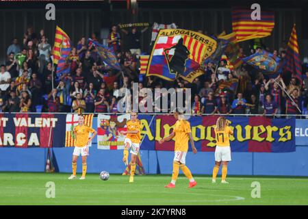 Barcelona, Spanien. 19. Oktober 2022. Die Spieler von SL Benfica während des UEFA Women's Champions League-Spiels zwischen dem FC Barcelona und SL Benfica im Johan Cruyff Stadium in Barcelona, Spanien. Bild: DAX Images/Alamy Live News Stockfoto