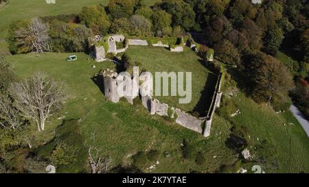 Luftaufnahmen des Penrice Castle Estate Oxwich Gower Wales im Frühherbst/September 2022 Stockfoto