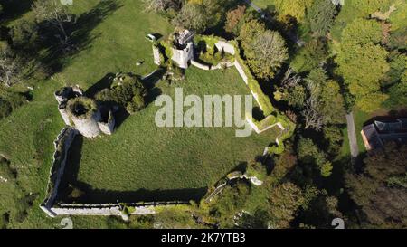 Luftaufnahmen des Penrice Castle Estate Oxwich Gower Wales im Frühherbst/September 2022 Stockfoto