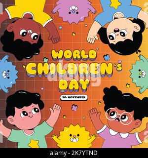 Hand gezeichnet flache Welt Kinder s Tag Hintergrund Vektor Design Illustration Stock Vektor