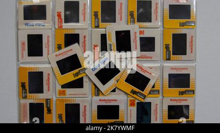 Eine Sammlung von Kodak Kodachrome 35mm Filmdias Stockfoto