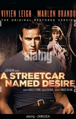 Marlon Brando & Vivien Leigh Poster Film: A Streetcar named Desire (USA 1951) Charaktere: Stanley Kowalski, Blanche DuBois / Literaturverfilmung (Based on the Play von Tennessee Williams) Regie: Elia Kazan 09. September 1951 **WARNUNG** Dieses Foto ist nur für den redaktionellen Gebrauch bestimmt und unterliegt dem Copyright von WARNER BROS. / JACK ALBIN und/oder der Fotograf, der von der Film- oder Produktionsfirma beauftragt wurde und nur durch Publikationen im Zusammenhang mit der Bewerbung des oben genannten Films reproduziert werden kann. Eine obligatorische Gutschrift an WARNER BROS. / JACK ALBIN ist erforderlich. Ohne wr kann keine kommerzielle Nutzung gewährt werden Stockfoto