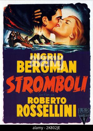 Ingrid Bergman Poster Film: Stromboli (1950) Charaktere: Karin Regie: Roberto Rossellini 01 February 1950 **WARNUNG** Dieses Foto ist nur für redaktionelle Zwecke bestimmt und unterliegt dem Copyright von RKO und/oder des Fotografen, der von der Film- oder Produktionsfirma beauftragt wurde, und kann nur von Publikationen im Zusammenhang mit der Bewerbung des oben genannten Films reproduziert werden. Eine obligatorische Gutschrift an RKO ist erforderlich. Der Fotograf sollte auch bei Bekanntwerden des Fotos gutgeschrieben werden. Ohne schriftliche Genehmigung der Film Company kann keine kommerzielle Nutzung gewährt werden. Stockfoto