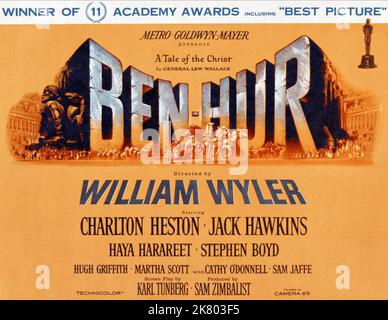 Filmplakat Film: Ben-Hur; Ben Hur (USA 1959) Regie: William Wyler 18 November 1959 **WARNUNG** Dieses Foto ist nur für redaktionelle Zwecke bestimmt und unterliegt dem Copyright von MGM und/oder dem von der Film- oder Produktionsfirma beauftragten Fotografen und kann nur durch Publikationen im Zusammenhang mit der Bewerbung des oben genannten Films reproduziert werden. Eine obligatorische Gutschrift an MGM ist erforderlich. Der Fotograf sollte auch bei Bekanntwerden des Fotos gutgeschrieben werden. Ohne schriftliche Genehmigung der Film Company kann keine kommerzielle Nutzung gewährt werden. Stockfoto