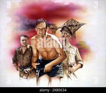 Jack Hawkins, William Holden & Alec Guinness Film: The Bridge On The River Kwai (1958) Charaktere: Maj. Warden, Cmdr. Shears, Col. Nicholson Director: David Lean 02 October 1957 **WARNUNG** Dieses Foto ist nur für den redaktionellen Gebrauch bestimmt und unterliegt dem Copyright von COLUMBIA und/oder des Fotografen, der von der Film- oder Produktionsfirma beauftragt wurde und darf nur durch Publikationen im Zusammenhang mit der Bewerbung des oben genannten Films reproduziert werden. Eine obligatorische Gutschrift an COLUMBIA ist erforderlich. Der Fotograf sollte auch bei Bekanntwerden des Fotos gutgeschrieben werden. Ohne schriftliche Genehmigung des Films kann keine kommerzielle Nutzung gewährt werden Stockfoto