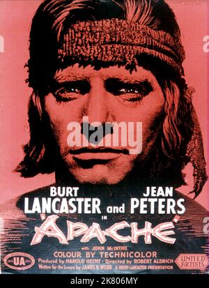 Burt Lancaster Poster Film: Apache (USA 1954) Charaktere: Massai / Literaturverfilmung (nach dem Buch von Paul Wellman) / Titel auch: 'Der große Apache' Regie: Robert Aldrich 30 June 1954 **WARNUNG** Dieses Foto ist nur für redaktionelle Zwecke bestimmt und unterliegt dem Copyright von HECHT-LANCASTER PRODUCTIONS und/oder des Fotografen, der von der Film- oder Produktionsfirma beauftragt wurde und darf nur durch Publikationen im Zusammenhang mit der Bewerbung des oben genannten Films reproduziert werden. Eine obligatorische Gutschrift für HECHT-LANCASTER-PRODUKTIONEN ist erforderlich. Der Fotograf sollte auch bei Bekanntwerden des Fotos gutgeschrieben werden. Keine kommerzielle Nutzung Stockfoto