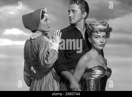 Eve Miller, Kirk Douglas & Patrice Wymore Film: The Big Trees (USA 1952) Charaktere: Alicia Chadwick, Jim Fallon, Daisy Fisher / Dora Figg Regie: Felix E. Feist 05 February 1952 **WARNUNG** Dieses Foto ist nur für redaktionelle Zwecke bestimmt und unterliegt dem Copyright von WARNER BROS. Und/oder des Fotografen, der von der Film- oder Produktionsfirma beauftragt wurde und nur durch Publikationen im Zusammenhang mit der Bewerbung des oben genannten Films reproduziert werden kann. Eine obligatorische Gutschrift an WARNER BROS. Ist erforderlich. Der Fotograf sollte auch bei Bekanntwerden des Fotos gutgeschrieben werden. Eine kommerzielle Nutzung kann ohne schriftliche Genehmigung fr Stockfoto