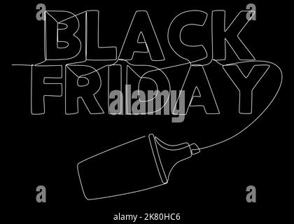 Eine fortlaufende Zeile des Black Friday-Wortes, geschrieben mit einem Bleistift. Vektor-Konzept der dünnen Linie Illustration. Konturzeichnen Kreative Ideen. Stock Vektor