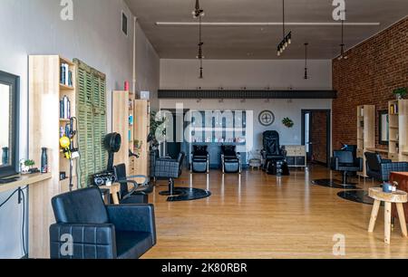 Das Innere eines Schönheitssalons in Baker City, Oregon, USA Stockfoto