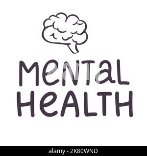Vektor-Illustration Welttag der psychischen Gesundheit. Logo Gehirn. Stock Vektor
