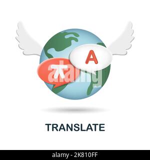Übersetzungssymbol. 3D Illustration aus der Diskussionssammlung. Creative Translate 3D-Symbol für Webdesign, Vorlagen, Infografiken und mehr Stock Vektor