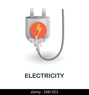 Stromsymbol. 3D Illustration aus Ökologie und Energiegewinnung. Creative Electricity 3D Icon für Webdesign, Vorlagen, Infografiken und mehr Stock Vektor