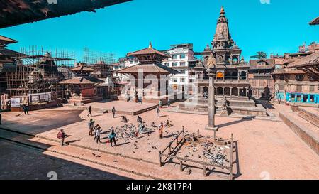 Blick auf den Patan Durbar Square vom Patan Museum aus Stockfoto