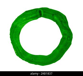 Grüner Kreis handgezeichnet in Aquarell. Stockfoto