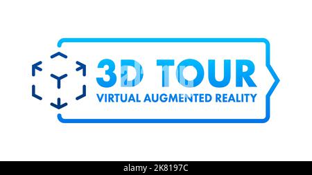 3D Virtueller Rundgang. Virtual Reality Journey. Panoramasicht. Vektorgrafik. Stock Vektor