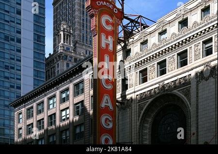 Chicago Theatre Downtown Chicago, Illinois, Vereinigte Staaten von Amerika Stockfoto