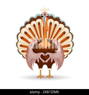 Poster für Thanksgiving Day Charakter. Herbsturlaub mit Familienessen. Türkei. Stock Vektor