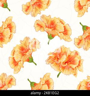 Nahtlose Textur gelb Hibiskus tropische Blumen Risse vintage Vektor Illustration Stock Vektor