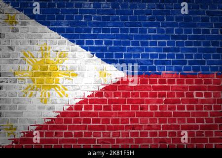 Ein Bild von der Philippinen-Flagge gemalt auf eine Mauer in innerstädtischer Lage Stockfoto