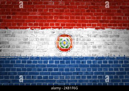 Ein Bild der Paraguay-Flagge gemalt auf eine Mauer in innerstädtischer Lage Stockfoto