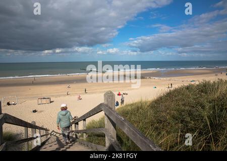 Der Strand in Domburg auf der Halbinsel Walcheren, Zeeland, Niederlande. Der Strand bei Domburg auf Walcheren, Zeeland, Niederlande. Stockfoto