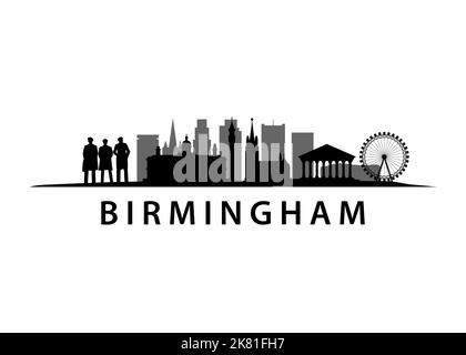 Birmingham Stadtbild Skyline Stadtlandschaft, Sehenswürdigkeiten, Gebäude in Vereinigtes Königreich Stock Vektor