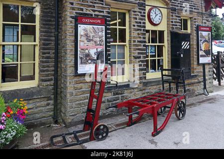 Bahnsteig-Seite der Oxenhope Station auf Keighley & Worth Valley Railway Stockfoto