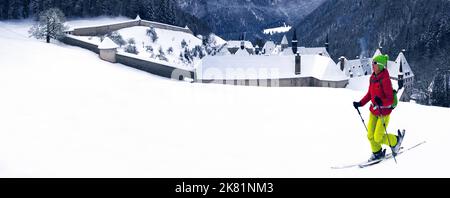 Frankreich, Isere (38) Naturpark von Chatreuse, Skigebiet in der Nähe des Klosters Grande Chartreuse Stockfoto