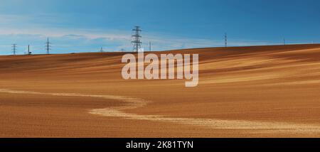 Kultiviertes Feld in Panoramasicht Stockfoto