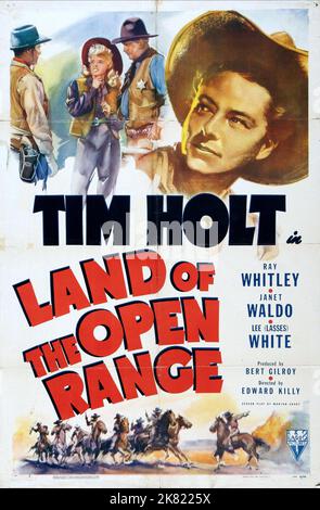 Tim Holt Poster Film: Land Of The Open Range (1948) Charaktere: Dave Walton Regie: Edward Killy 17. April 1942 **WARNUNG** Dieses Foto ist nur für redaktionelle Zwecke bestimmt und unterliegt dem Copyright von RKO RADIOKUNSTBILDERN und/oder dem Fotografen, der von der Film- oder Produktionsfirma beauftragt wurde und darf nur von Publikationen im Zusammenhang mit der Bewerbung des oben genannten Films reproduziert werden. Eine obligatorische Gutschrift für RKO-RADIOS ist erforderlich. Der Fotograf sollte auch bei Bekanntwerden des Fotos gutgeschrieben werden. Ohne schriftliche Genehmigung der Film Company kann keine kommerzielle Nutzung gewährt werden. Stockfoto